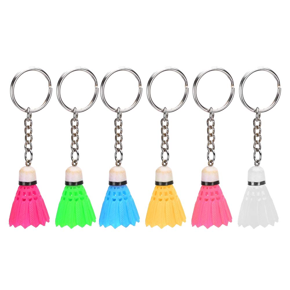 6Pcs Key Rings Mini Simulation Badminton Keychain Key Ring Keyring Pendant for Bag Fashion Hanging Decoration