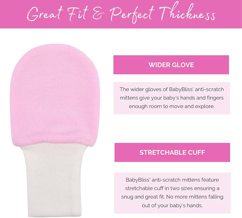 BabyBliss 7 Pairs Anti-Scratch Baby Mittens - Premie Gloves for Girls: Clothing