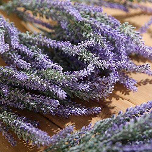 DuHouse 10 Bundle Lavender Artificial Flowers Fake Plastic Plant Faux