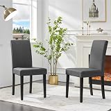 Yaheetech Fabric Upholstered Dining Chair Set of 4 Dark Grey Wood Legs view 5
