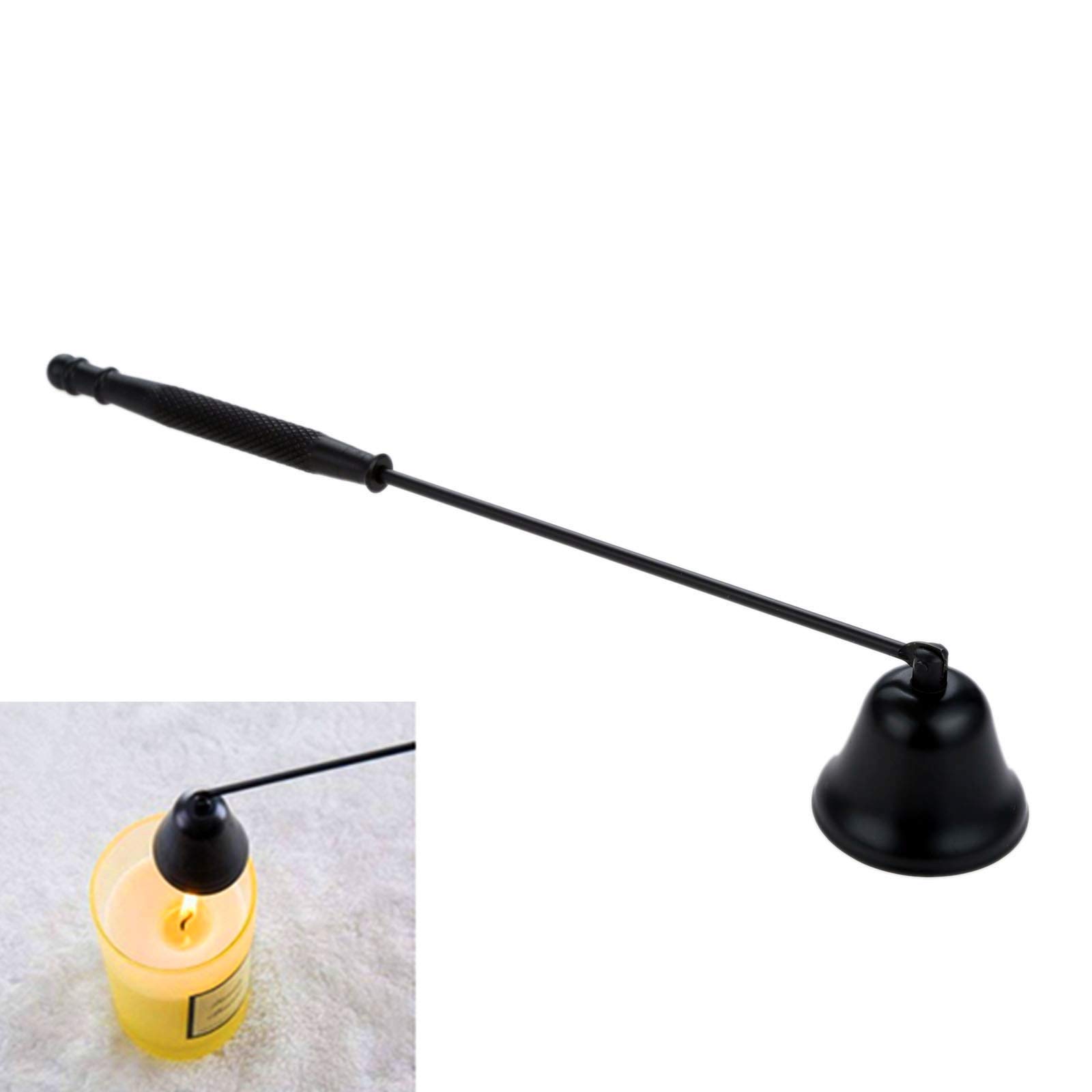 MUXSAM Candle Snuffers for All Candles Snuff Extinguishing Bell Shaped Stainless Steel Long Handle Putting Out Candlelight Extinguish Candle Wicks Flame Safely-Black