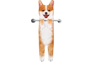 AGRIMONY Funny Corgi Dog Hand Towels for Bathroom Kitchen - Cute Decor Mothers Day Dog Mom Dad Gifts Decorative Hanging Washcloths Face Towels- Valentines Day Housewarming Corgi Gifts for Corgi Lovers