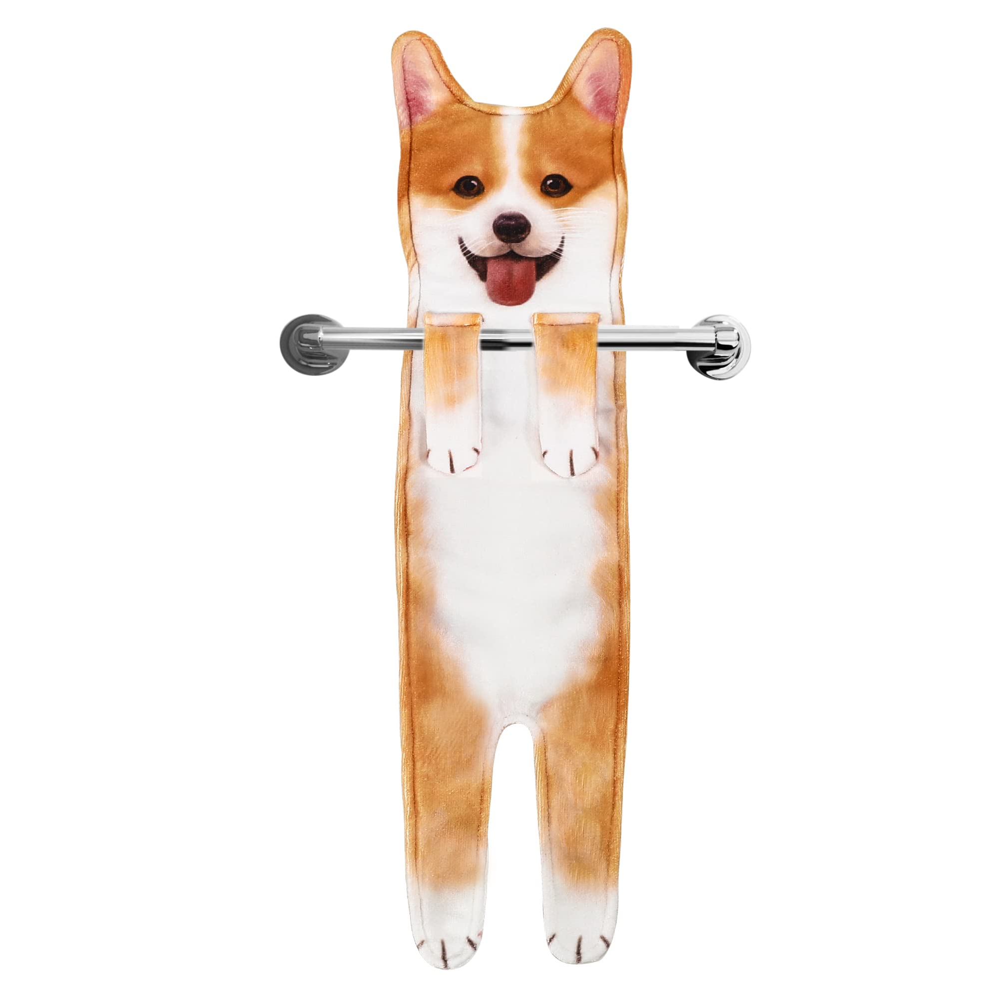 Corgi Dog Funny Hand Towels for Bathroom Kitchen-Cute Decor Dog Dad Mum Women Fathers Mothers Day Valentine Gifts Decorative Hanging Washcloths Face Towel Absorbent Soft-New Home Gifts for Dog Lovers