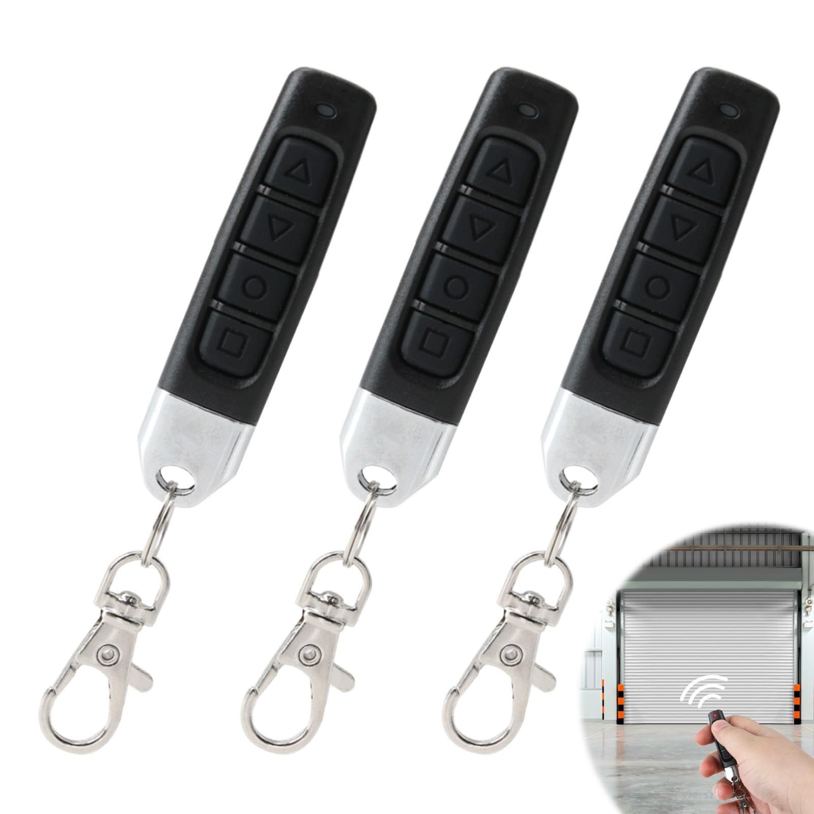 3 Pcs 433MHz Copy Remote Opener, 4 in 1 Remote Control Duplicator, Universal Garage Door Controller, Wireless Cloning Key Fob, for Electric Gate Car Alarm Doors Home Store Roller Shutters