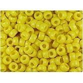 BeadTin Yellow Opaque 6.5mm Mini Barrel Plastic Pony Beads (1000pcs)
