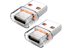 USB to USB C Adapter for iPhone 17 2Pack, Clear USBC Female to A Male Car Charger Adapter, Type C Converter for Apple 16 Pro 