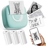 Mini Printer Sticker Thermal Printer with 3 Rolls