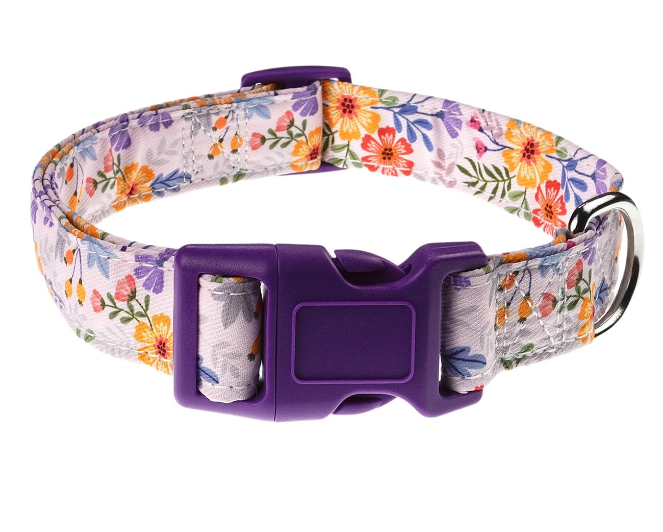 YLrank Dog Collars with Floral Flower Patterns - Soft Adjustable Dog Collars for Small Medium Large Dogs - Cute Design for Boys Girls Male Female Dogs(Big Yellow Floral,L)