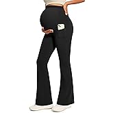 IUGA Maternity Yoga Pants for Work Maternity Flare Leggings for Women with Pockets Soft Pregnancy Over The Belly