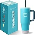 IRON °FLASK Co-Pilot Insulated Mug w/Boot, Straw & Flip Cap Lids - Cup Holder Bottle for Hot, Cold Drink - Leak-Proof - Water, Coffee Portable Travel Mug - Azure Mist, 40 Oz