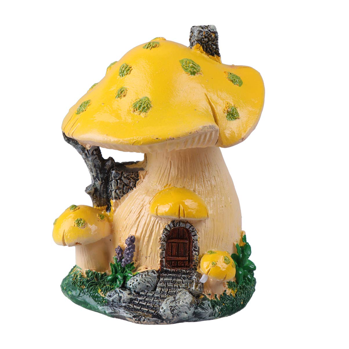 Yardwe Fairy Garden Mushroom House Miniature Mushroom House Statues Accessories for Terrarium Decor (Yellow)