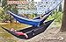 Flagship-X Double Camping Hammock with Tree Straps and survival bracelet fire starter. For backpacking, 2 person travel hammock. (Blue & Grey)