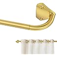 GXOACKJ Gold Wrap Around Curtain Rods for Windows 28 to 60 inch, 5/8 inch Small Adjustable Telescoping Curtain Rod, Blackout Curtain Rods for Bedroom & Outdoor