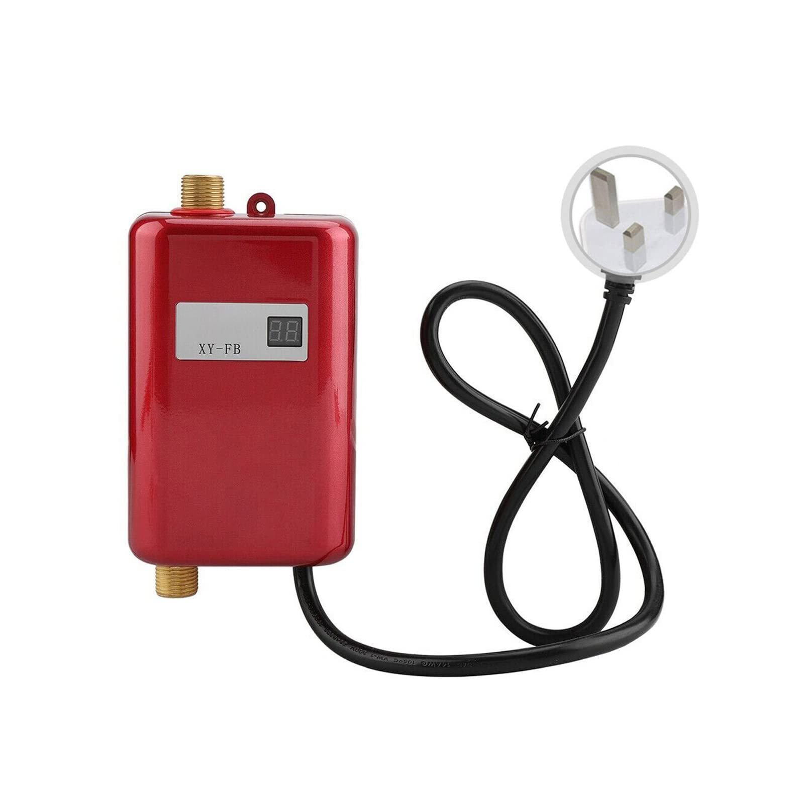 WMLBK Mini Electric Water Heater, 3000W Instant Tankless Hot Water Heater Boiler with LCD Display, Under Sink Basin, Water Heater System for Kitchen Bathroom Washing (Red)