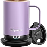 Kepwam Self-Heating Coffee Mug T1, 16oz Rechargeable Heated Coffee Mug, Smart Coffee Warmer Mug with App-Controlled,Advanced Temperature-Controlled Heating Coffee Gifts for Women Men Coffee Lover