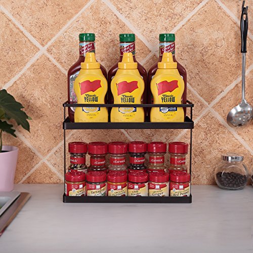2-Tier Standing Spice Rack GONGSHI Kitchen Cabinet Storage Organizer - Thumbnail 4