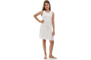 Valair Sleeveless Full Slip for Girls-Option of Inserted Bra-Cling-Free-100% Cotton Cami Tank Top 100% Nylon Silky Bottom