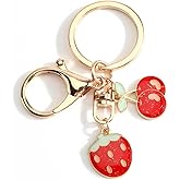 MUCOOS Cherry Keychain with Strawberry Charm Sweet Fruit Keycharm Gifts for Women Girls Gift Idea