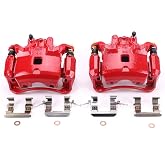 PowerStop Front Red Powder Coated Brake Caliper Pair for Nissan Sentra 2007-19 - High-Temp Brake Caliper Upgrade, S3306