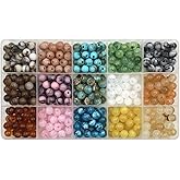 INSPIRELLE Acrylic Beads 450pcs Imitation-Gemstone Round Loose Beads for Jewelry Bracelets Necklace Making