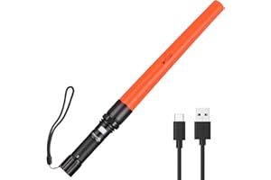 UltraFire 16 Inch 619 Lumen Traffic Wand, 3 Flashing Modes, USB-C Rechargeable Safety Flashlight for Traffic Control, Aircraft Marshaling, Car Direction (UF-805)