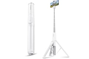 Sensyne 60" Phone Tripod, Lightweight All in One Selfie Stick Integrated with Wireless Remote Compatible with All Cell Phones for Selfie/Video Recording/Photo/Live Stream/Vlog（White）