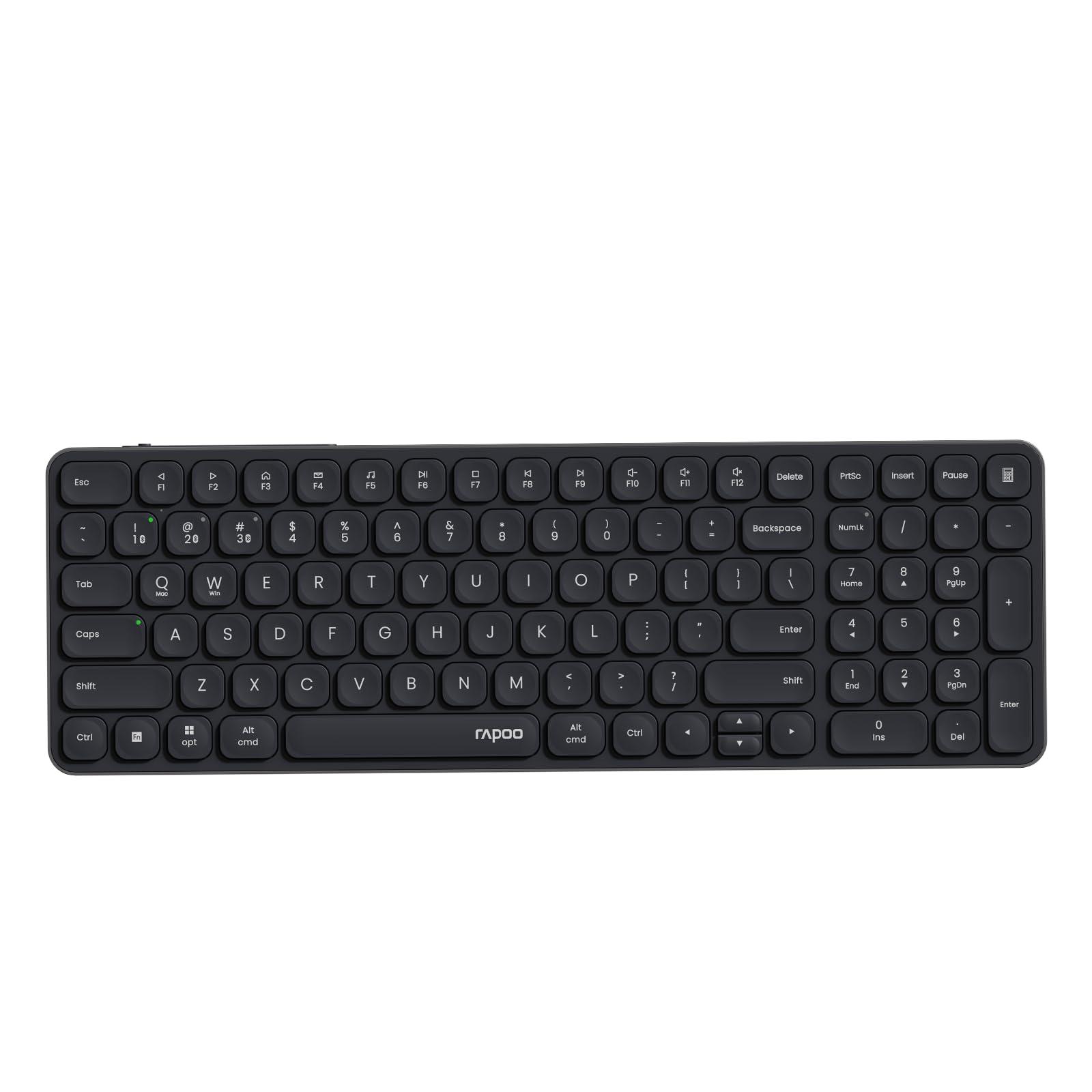 Photo 1 of **USED**Rapoo E9350L Rechargeable Wireless Keyboard, Support 4 Devices, Ultra-Slim with Indicator Light, Quiet, 90-Day Battery Life, Full Size Keyboard with Numeric Keypad for Windows/Mac/Linux/Chrome, Black