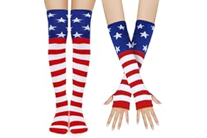 Benefeet Sox Womens Girls Striped Thigh High Socks Over Knee High Socks Leg Arm Warmer Fingerless Gloves Set Tube Costume