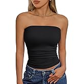 Trendy Queen Womens Cute Summer Tube Tops Going Out Strapless Ruched Backless Sleeveless Bandeau Y2k Clothes 2025