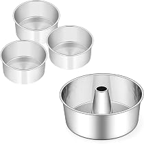 Amazon.com: E-far Cake Pans Set of 3 and Angel Food Cake Pan, 6 x ...