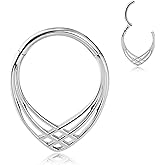 16G Nose Septum Rings Hoops: Stylish Surgical Stainless Steel Nose Rings Hoops, Hinged Segment Nose Lips Helix Cartilage Clicker Hoop Earrings,Rook Daith Tragus Piercing Rings for Women Men 8mm