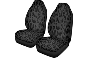 PEHEDE Car Seat Cover Black and Grey Fur Pattern Front for Cars, Easy to Install Cover Set, Accessories Auto Trucks Van SUV,2 Packs