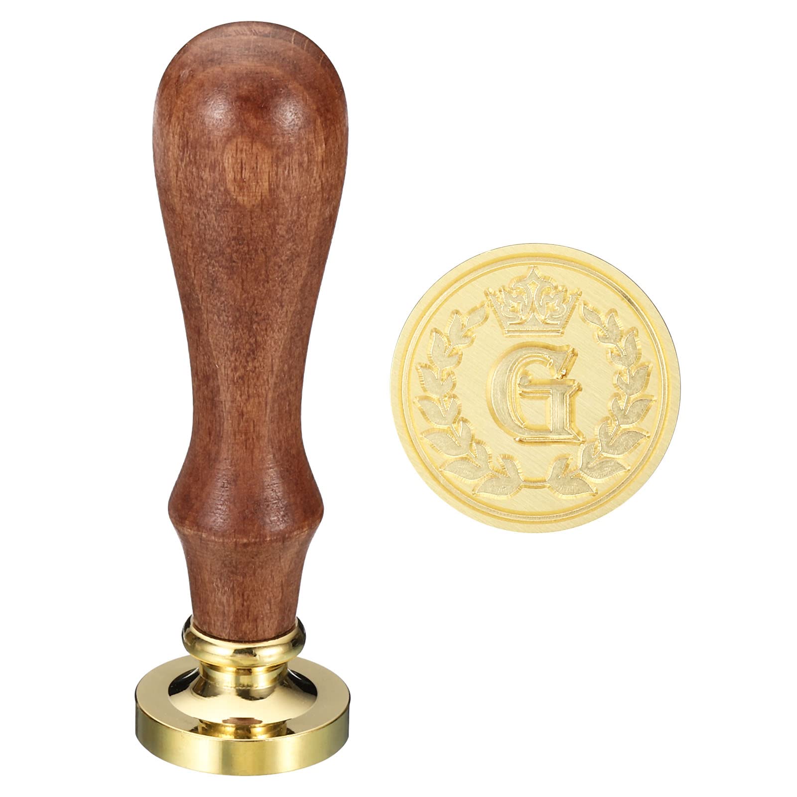 PATIKIL Alphabet G Wax Seal Stamp, Initial Letter Sealing Wax Stamp Classic Retro Removable Brass Head Wooden Handle for Envelope Invitation Cards, Style 4