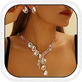 Unicra Rhinestone Gold Jewelry Sets Bridal Wedding Necklace Earrings Set Diamond Prom Formal Statement Jewelry Set for Women and Brides