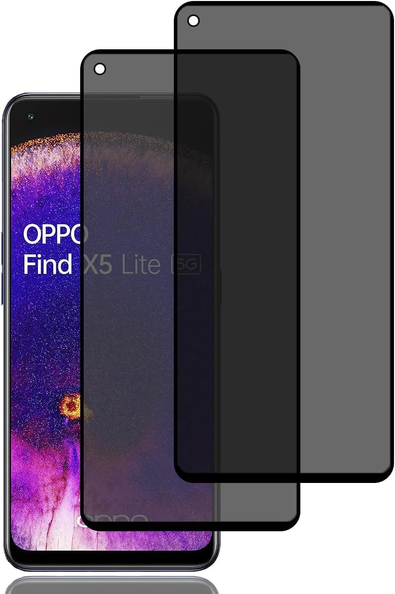 [2 Pack] Privacy Screen Protector Compatible with OPPO Find X5 Lite 5G, Privacy Tempered Glass Screen Protector, Anti-Peep 9H Hardness Tempered Glass, Anti-Spy Privacy Protector Film [Anti-scratch]