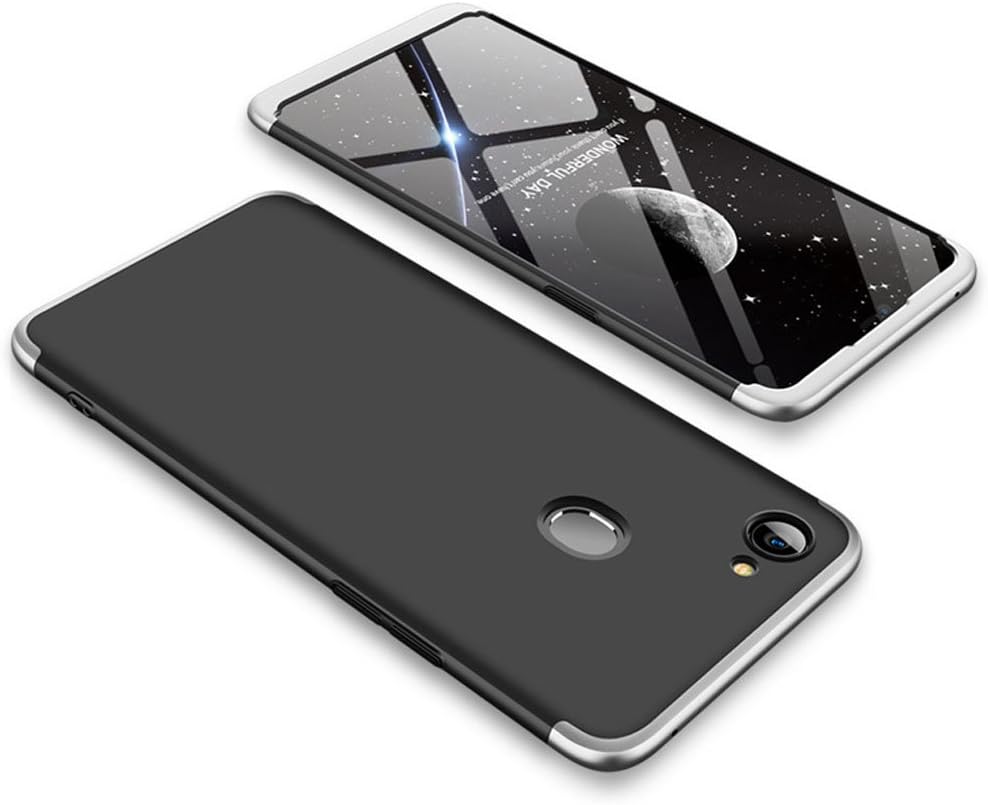 WindCase OPPO F7 Case, 360° Full Body Coverage Protection Hard PC 3 in 1 Detachable Protective Case Cover for OPPO F7 Black Silver