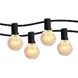 HBN Outdoor String Lights-Outdoor Incandescent String Light 50 ft, 52 5W 2200K Warm White Incandescent Edison Bulbs (2 Spare)