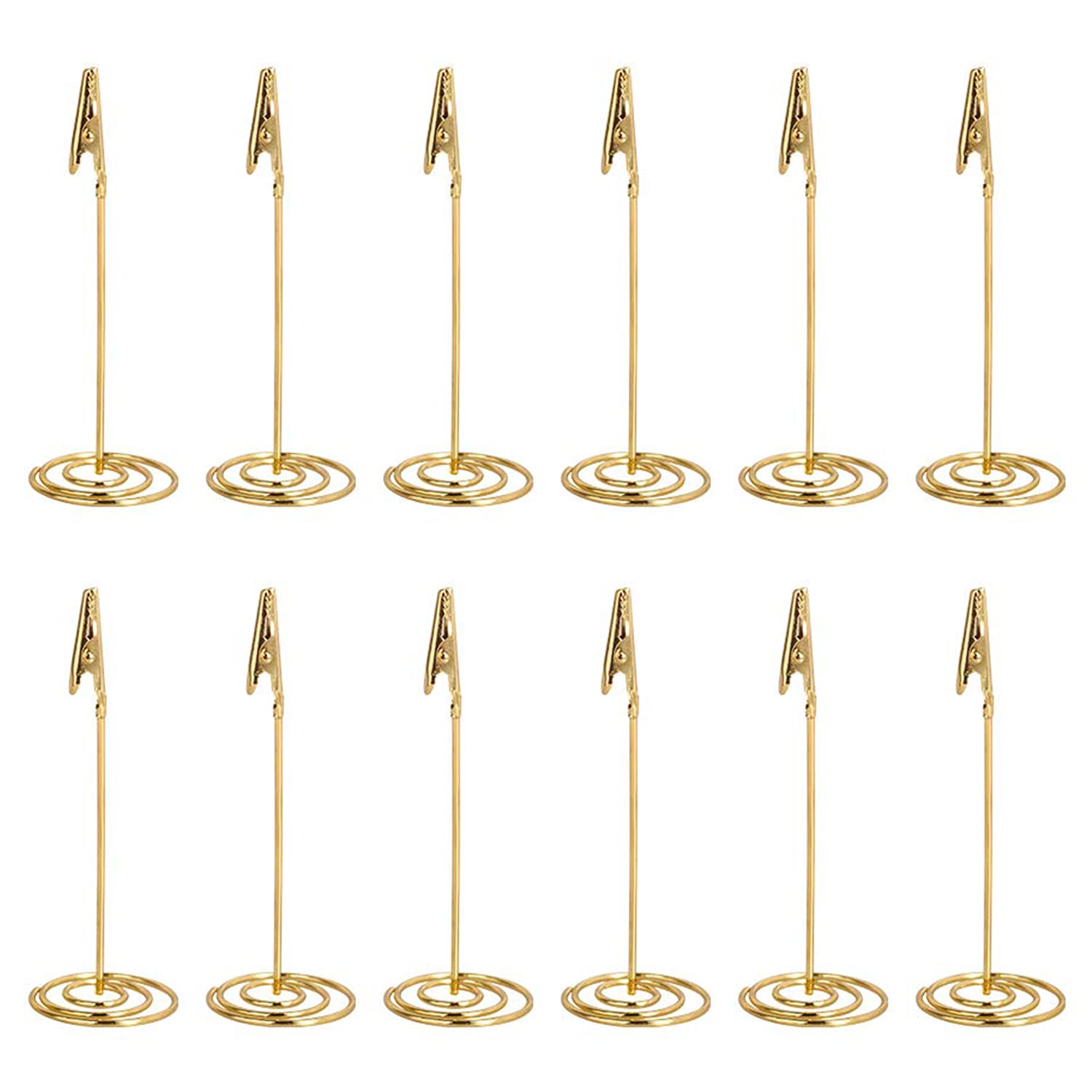 12Pcs Table Number Holders, Place Card Holder, Memo Holder Clips Vertical Note Holder Clasp Holder Photo Number Stand Note Clip for Wedding Party Gatherings Office Desk Photo Clips (Gold)
