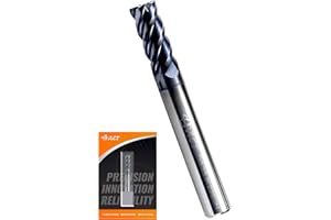 A ACT ACCU-CUT ACCUCUT I4KES 1/4” Carbide Square End Mill - 4 Flute Milling Bit for Steel, Forge Steel, Copper, Alloys & Materials < HRC 50-45 Degree Helix, AlTiN Coating CNC Router Bit