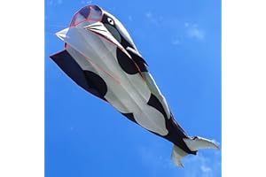 Kaiciuss Orcas Kite for Kids & Adults, Large 3D Single Line Beach Kite, Huge Frameless Soft Kite, Giant Parafoil Whale Breeze Kite, it Comes with 300ft String Kite Hoop
