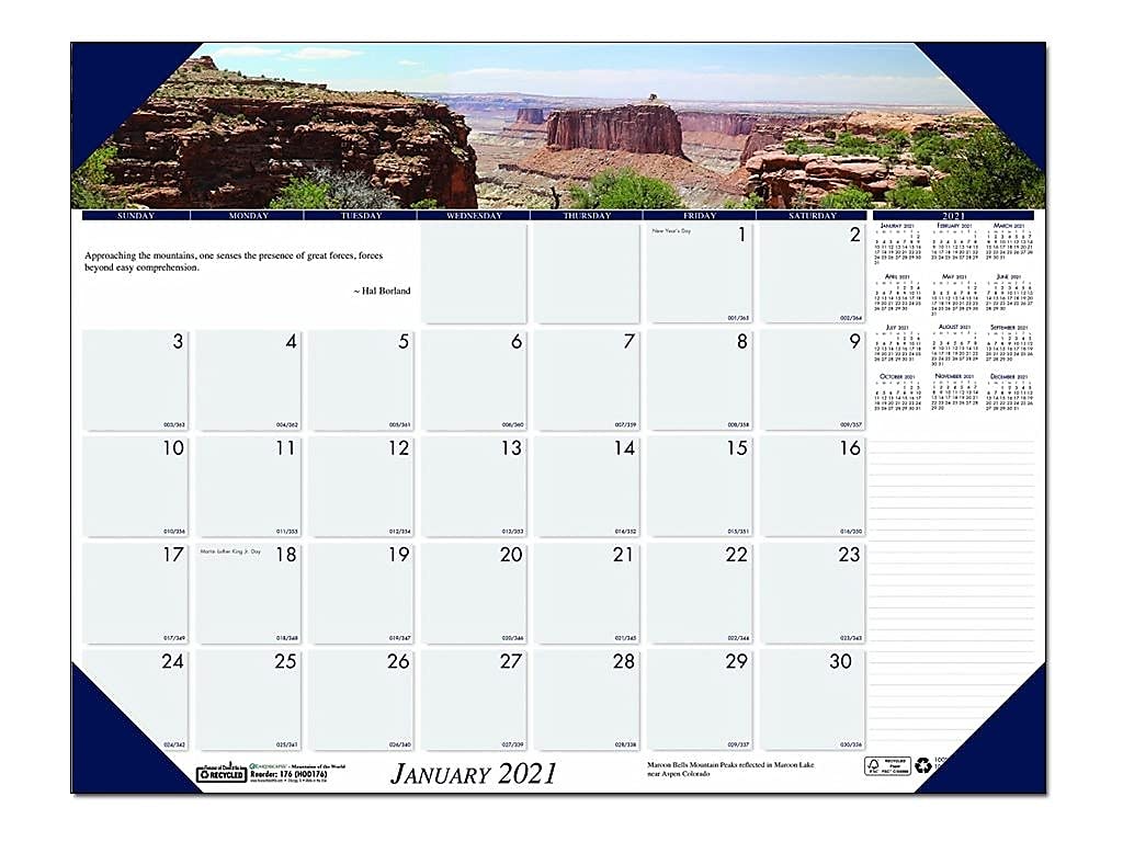 House of Doolittle 2021 Monthly Desk Pad Calendar, Earthscapes Mountains, 22 x 17 Inches, January - December (HOD176-21)
