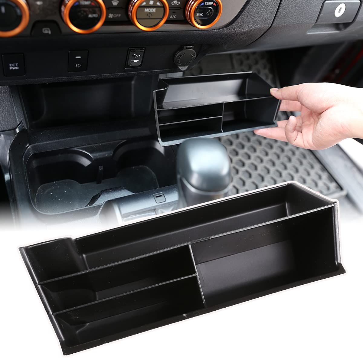 Photo 1 of For Toyota Tacoma 2016-2020-23, Gear Shift Console Side Tray Organizer Gear, Shift Console Side Storage Box, Shifter Storage Box Interior Accessories, Central control storage box, Holds a U.S. Patent