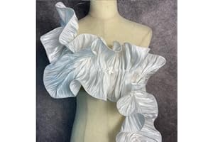 CREATIVESUGAR 3 Yards Retro Double Ruffle Pleated Chiffon Trim Dress Decoration Fabric Applique Soft Trimming Craft Sewing (White)