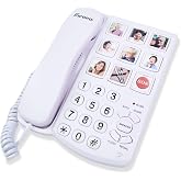 Excelltel Big Button Phone for Seniors, Corded Landline Phone One-Touch | Handsfree Function and 9 Groups of Memory, Suitable People with Vision Disorders/Hearing Damage, No Batteries Required