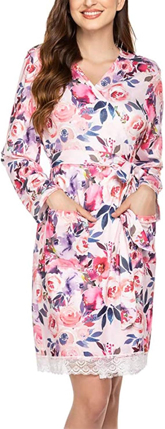 bademantel damen blumenmuster