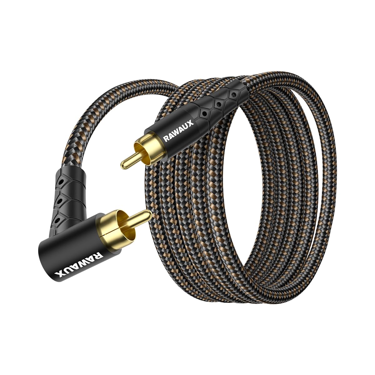 RAWAUX RCA Cable Single 90 Degree RCA Male to Male Subwoofer Audio Cable 24K Gold Plated Digital Coaxial Audio Lead for Amplifier, Speakers, HDTV 3M — image 1