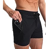 Mens Swim Trunks 5" with Mesh Lining Quick Dry Beach Shorts with Zipper Pockets Sports Swimming Trunks for Men