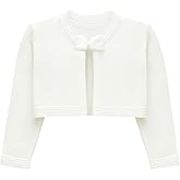 Lilax Baby Girls' Knit Long Sleeve Sweater, Bowknot Closure Bolero Cardigan