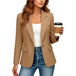 Business Blazers for Women Casual Fall Open Front 3/4 Sleeve Suit Jackets Interview Office Work Outfits 2026