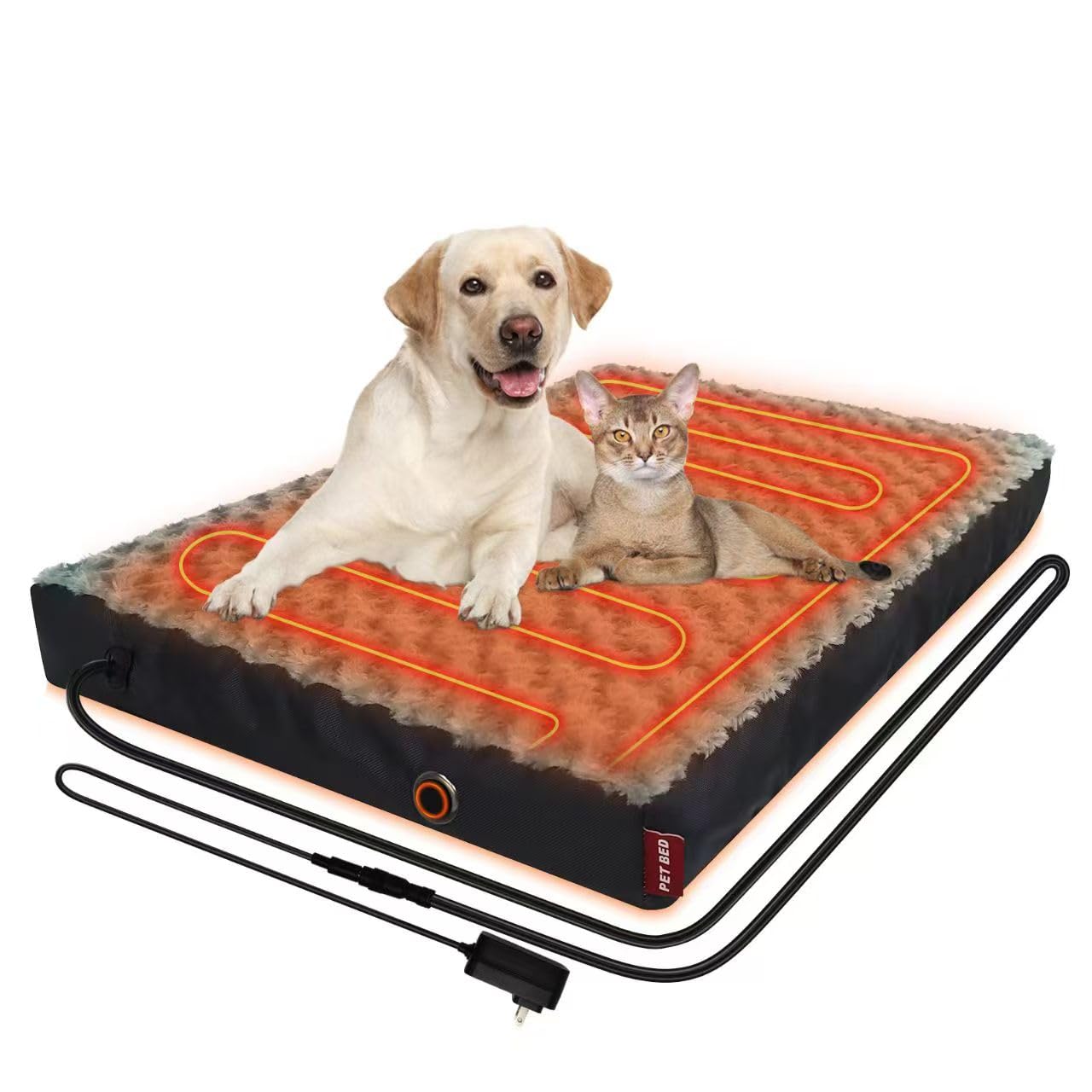 Photo 1 of HyphessAda Heated Dog Bed with12V?24V Safe Voltage, Electric Heating Arthritis Orthopedic Dog Bed with Thickened Memory Foam, Heated Pet Bed with Waterproof Cover for Medium Dogs, Large Dogs (Large)